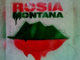 Salvati Rosea Montana graffiti.