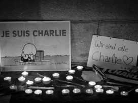 Candles for the victims of the Charlie Hebdo shooting.