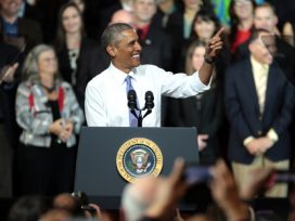 Barack Obama holding a speech