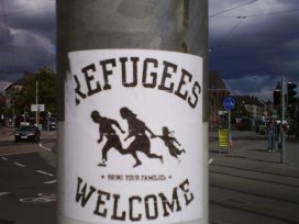 Refugees welcome sign