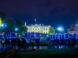 Protest in front of the White House in support of net neutrality