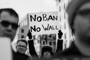 No Ban No Wall, Thursday evening rally against Trump's "Muslim Ban" policies sponsored by Freedom Muslim American Women's Policy. Photo: Lorie Shaull. Source: Flickr