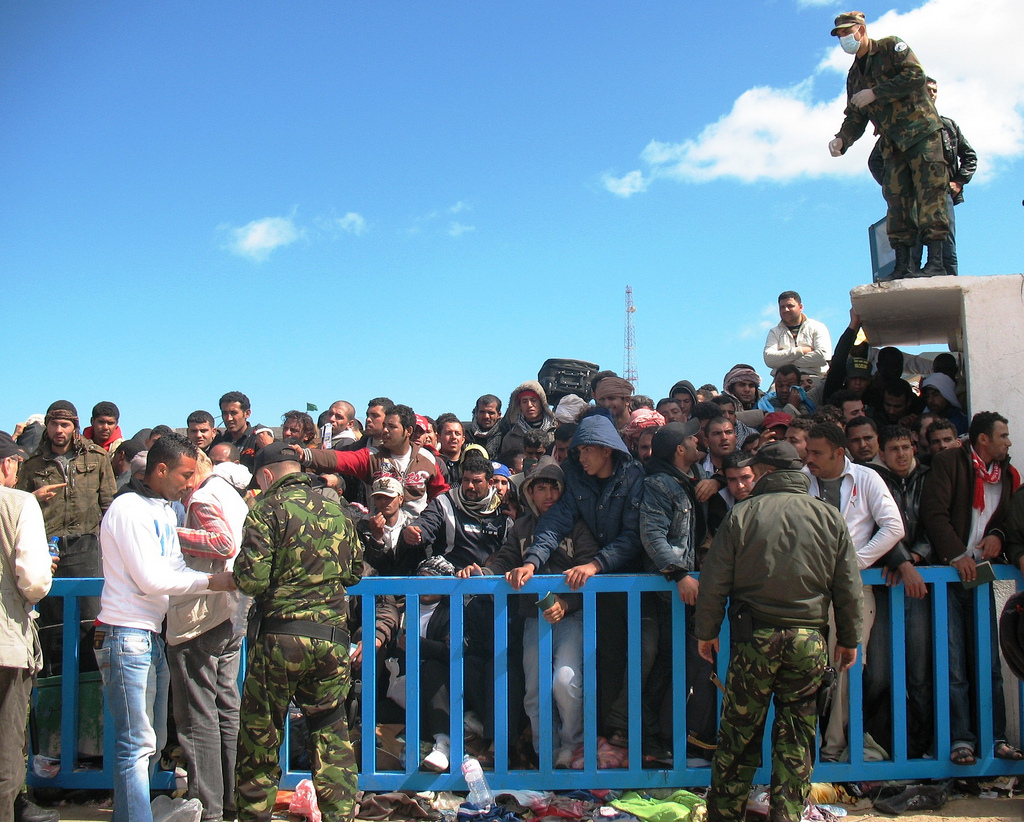 Libyan-Tunisian border, 2011. Image by EU Civil Protection and Humanitarian Aid, via Flickr. https://www.flickr.com/photos/eu_echo/6919986743/in/photostream/